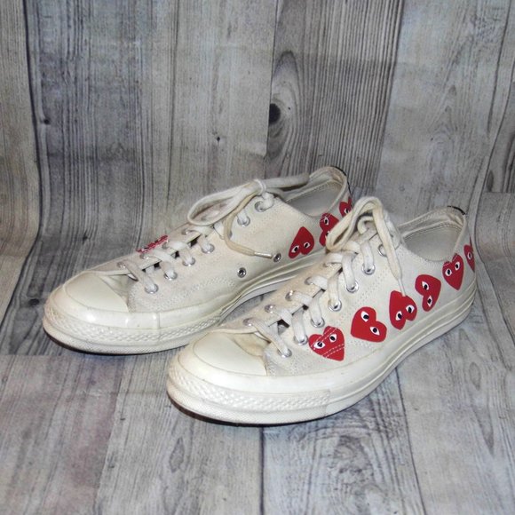 CONVERSE X PLAY Comme des Garçons Chuck 70 OX Multi Heart Sneakers Mens Size 11 - Picture 3 of 8